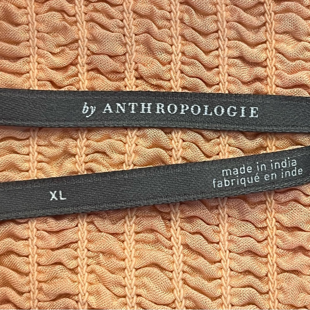 Anthropologie Midi Dress Size XL Smocked Blush Orange Stripe Spaghetti Strap - Picture 15 of 15